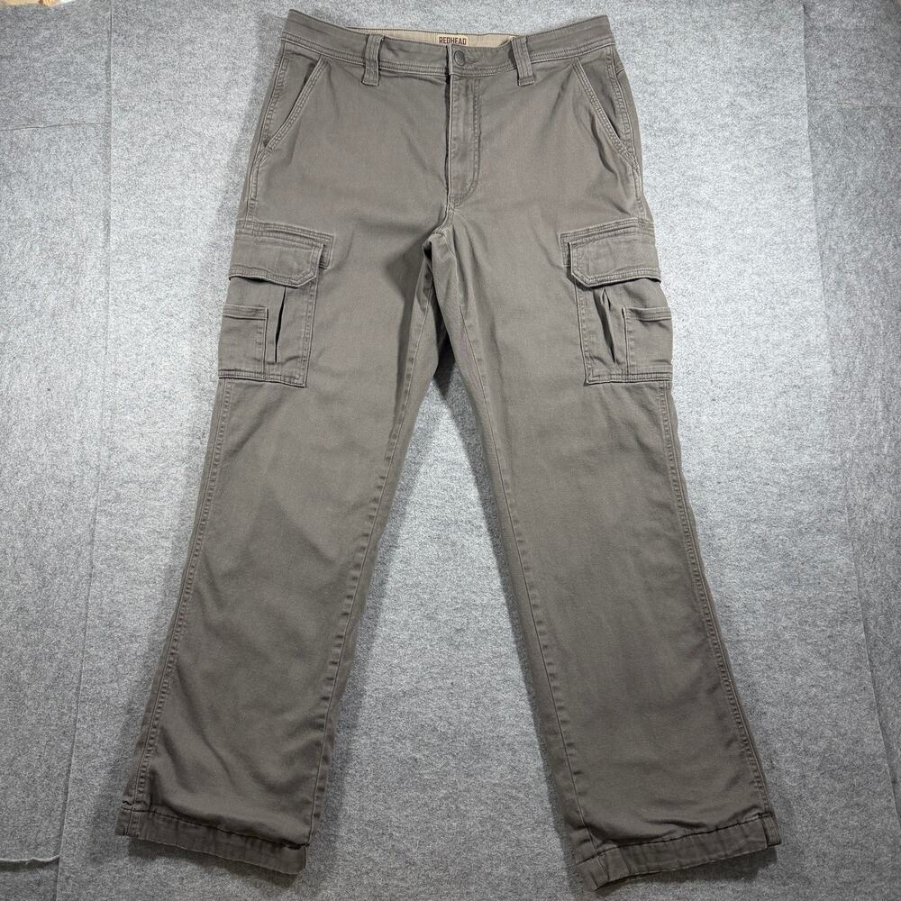 RedHead Cargo Pants Mens 34x32 Gray Flannel Lined Fleece Outdoor Hunting Hiking